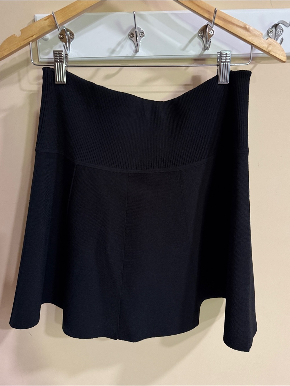rag & bone Black Ribbed Waist Flare Skirt